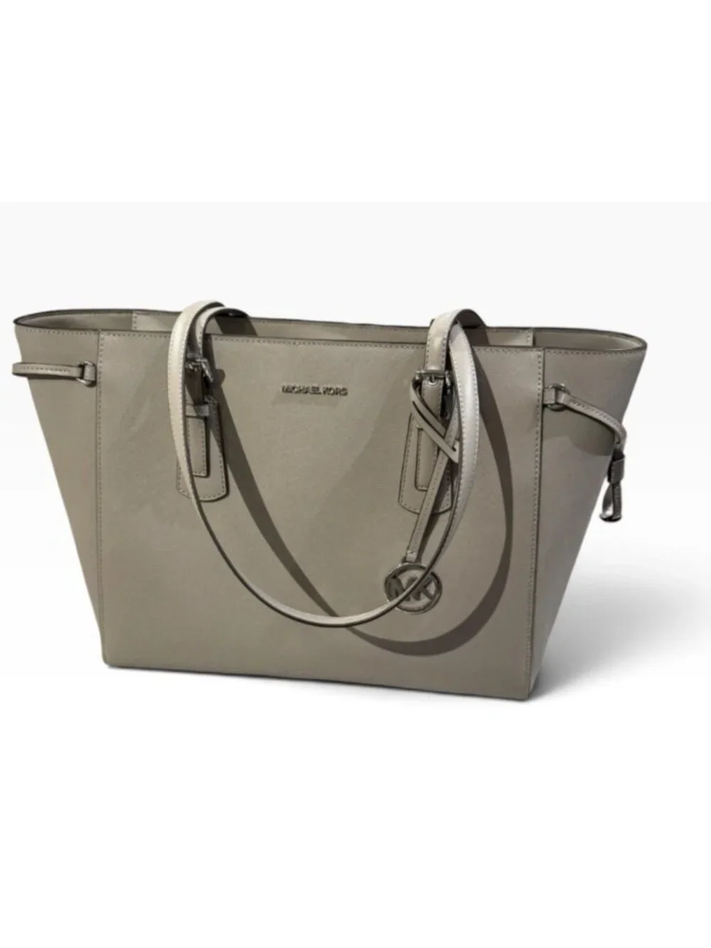 Michael Kors Voyager XL Leather Tote Shoulder Handbag Purse Pearl Grey MK NWT